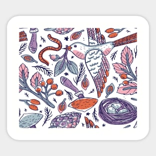 White Bird Pattern Sticker